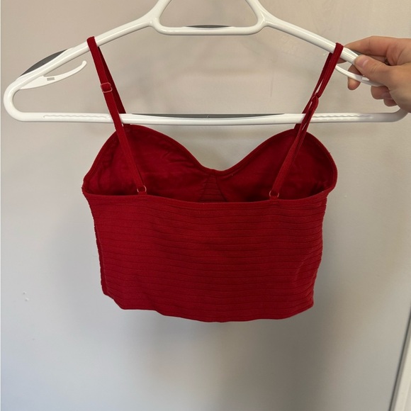 Garage Red Ribbed Crop Top - Picture 4 of 5
